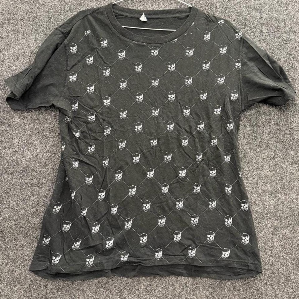 Route 66 Skull All Over Print Tee Mens Large Black Goth Graphic T Shirt